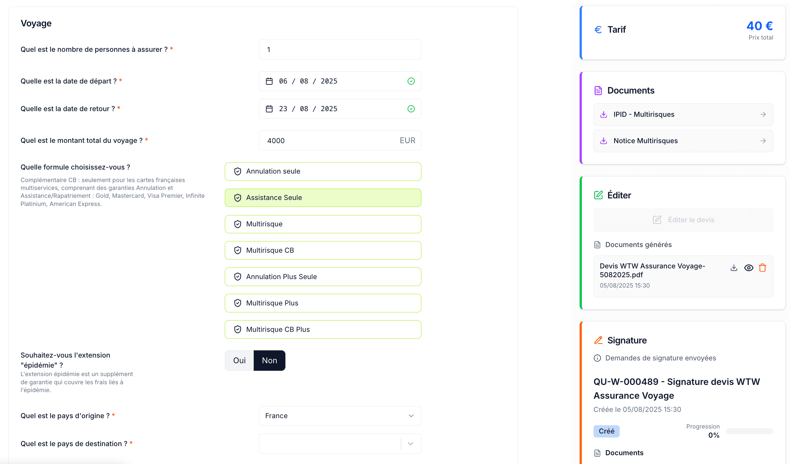 parcours de souscription assurance