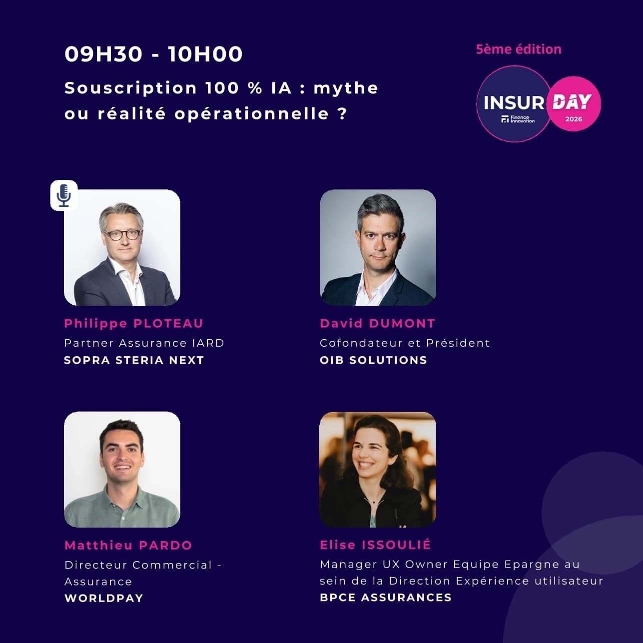 Speakers of the 100% AI underwriting round table at InsurDay 2026