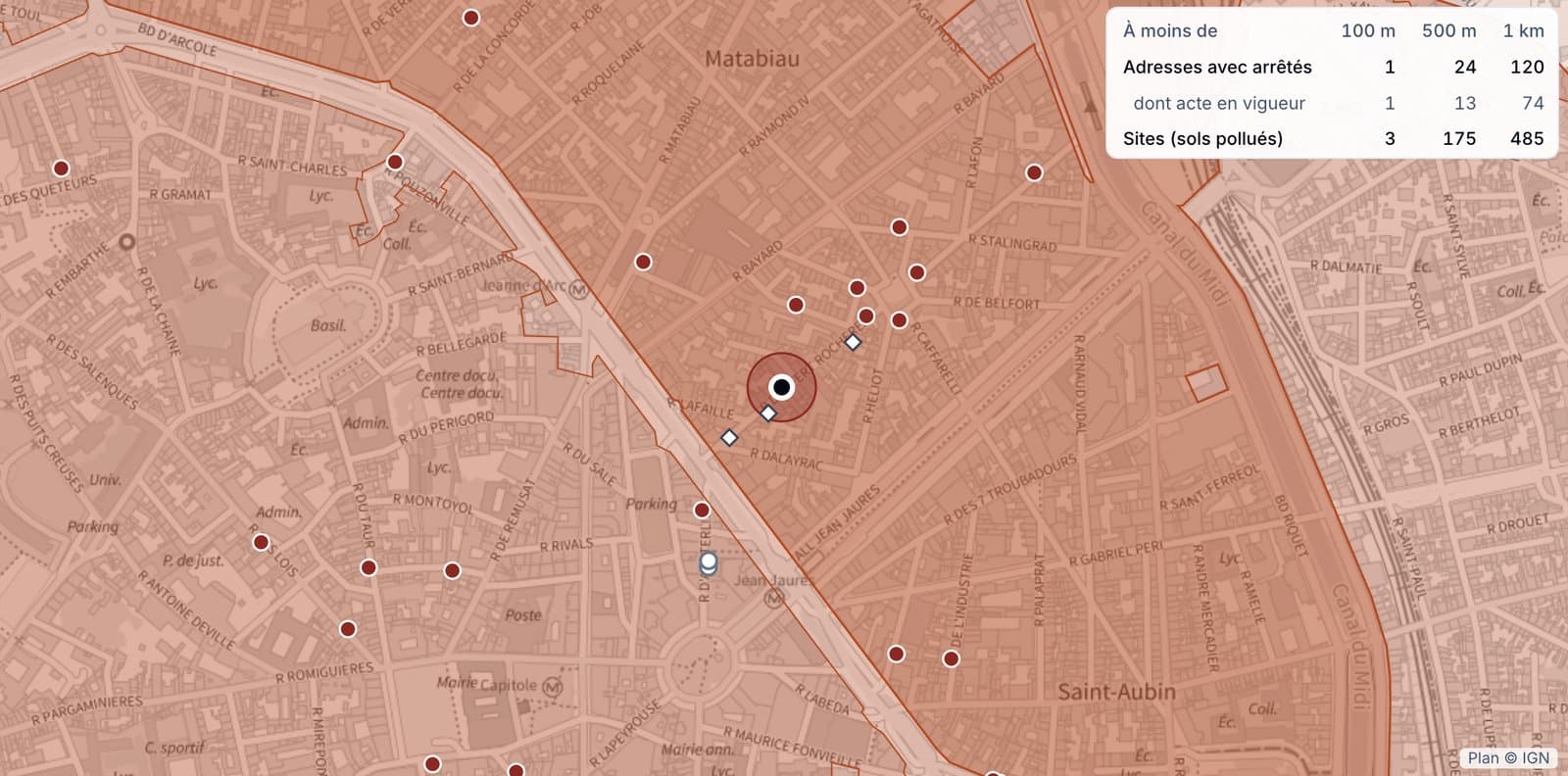 Sonar map of addresses under orders around an address